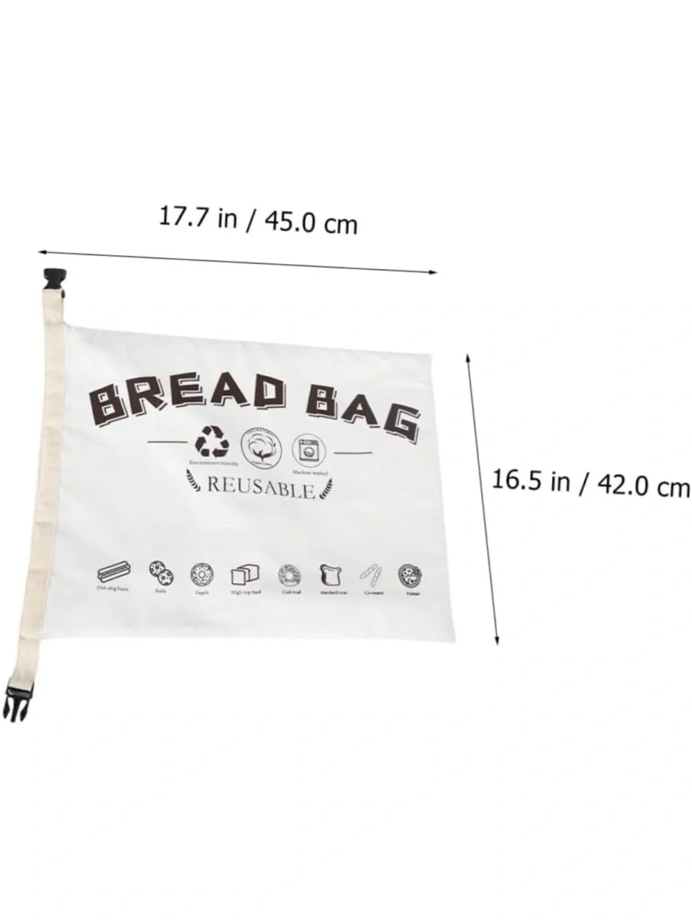 Reusable Bread Bag with Printed 'BREAD BAG' Logo - Cream